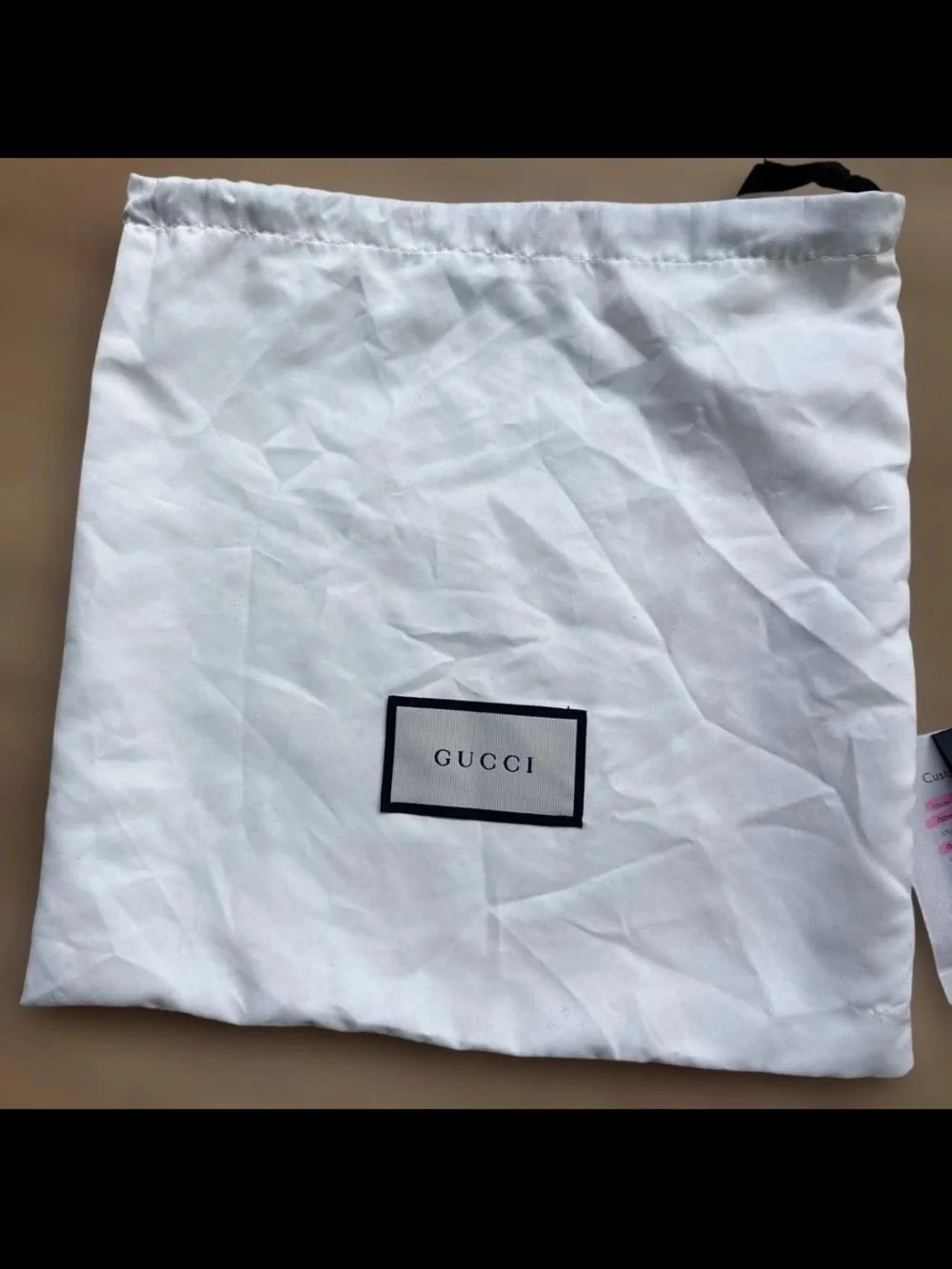 Gucci Brown Leather Interior Tag with Cream Canvas